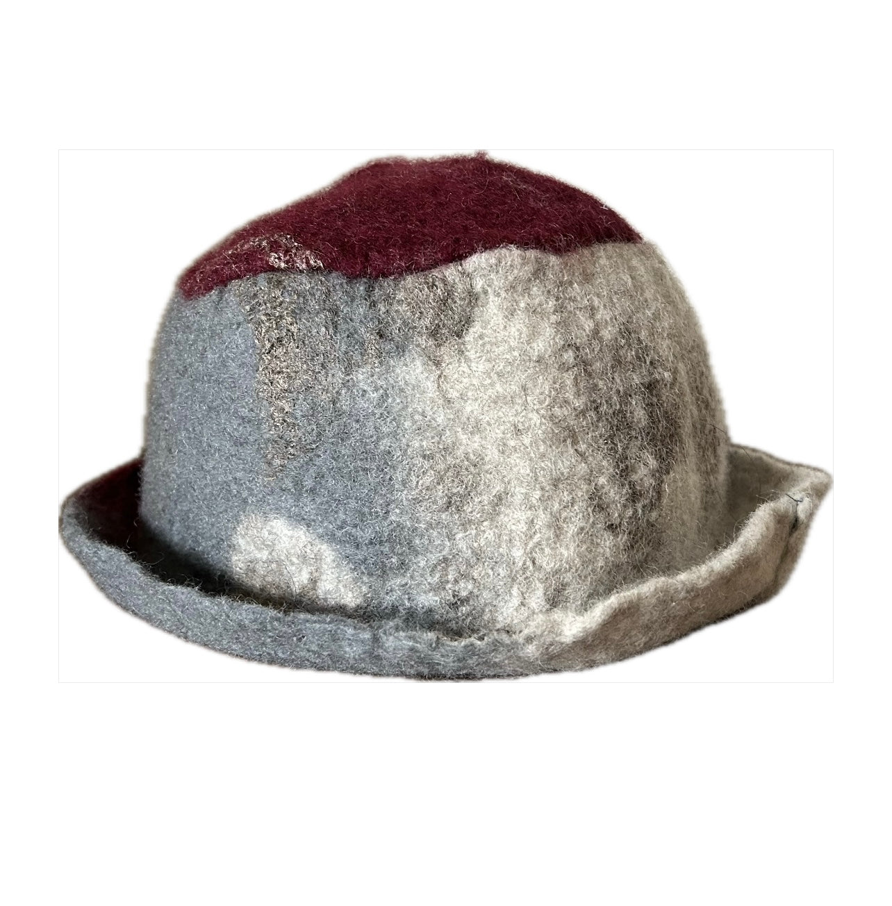 Red grey composite wool hat