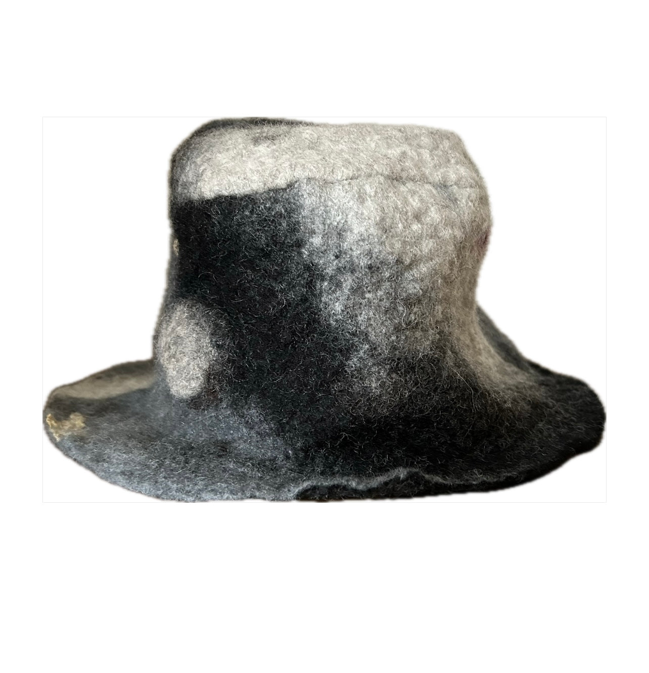 Black grey bucket wool hat