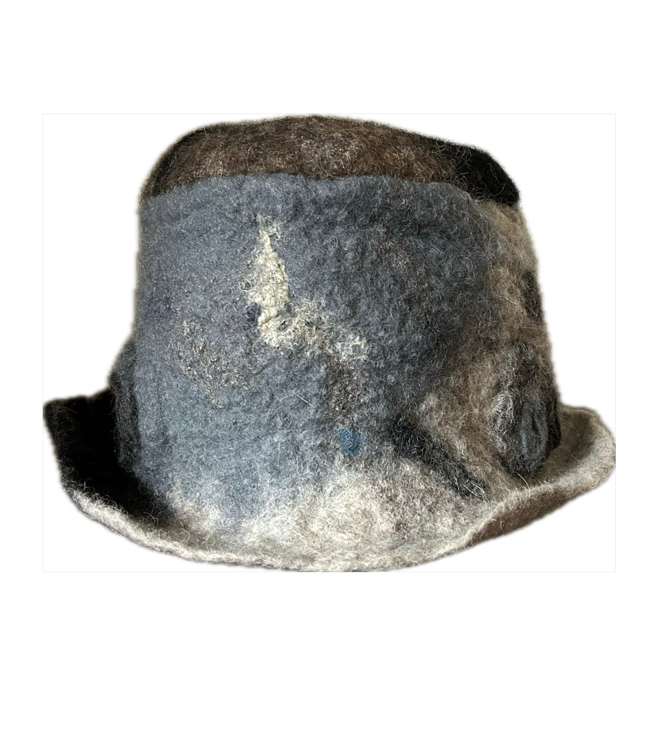 Abstract ink grey wool hat